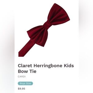 Claret Apple Red Wedding Tuxedo Pre Tied clip Bow tie bowtie boys herringbone